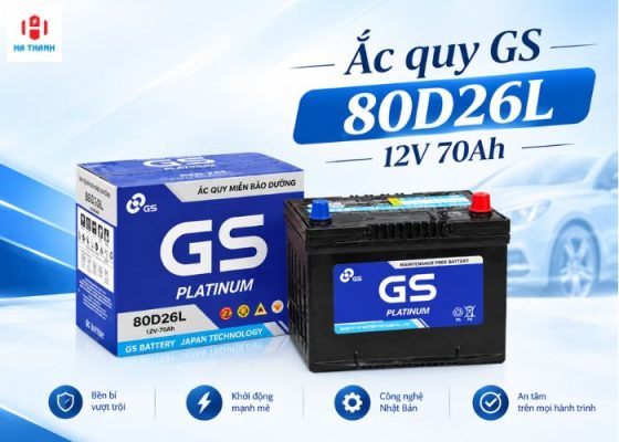Sản phẩm bình ắc quy GS 12V 70Ah 80D26L